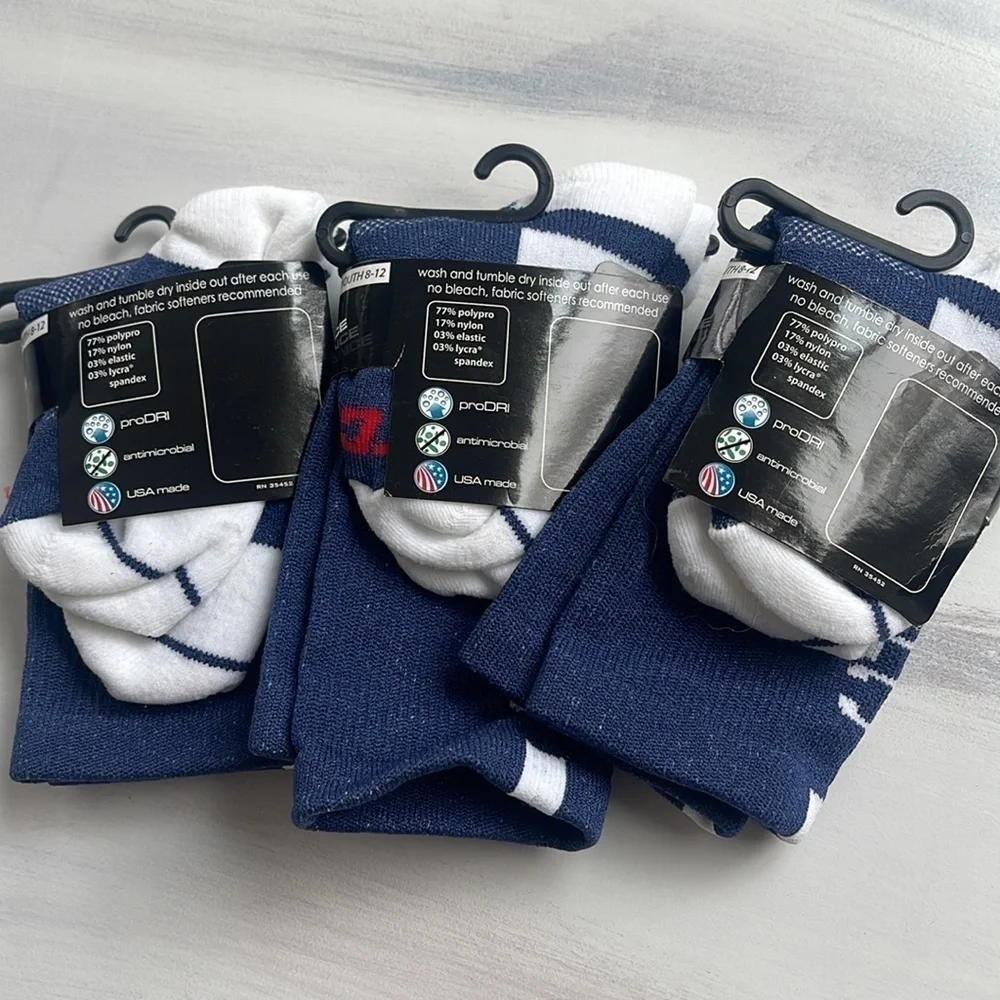 TCK Performance Socks New size: XS youth 8-12 blue x3